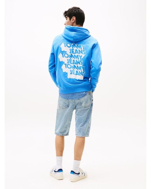 Felpa Con Cappuccio E Logo Stack Sul Retro di Tommy Hilfiger in Blue da Uomo
