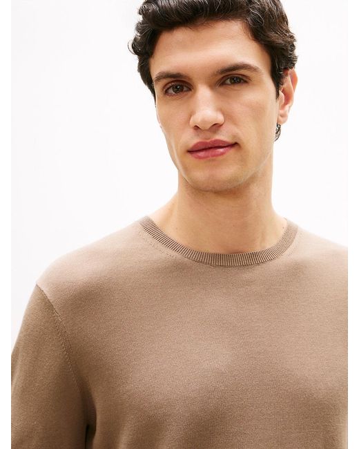 Tommy Hilfiger Natural New York Label Crew Neck Jumper for men