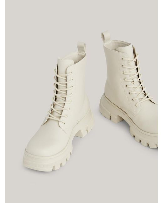 Tommy Hilfiger Natural Chunky Cleat Leather Mid Boots