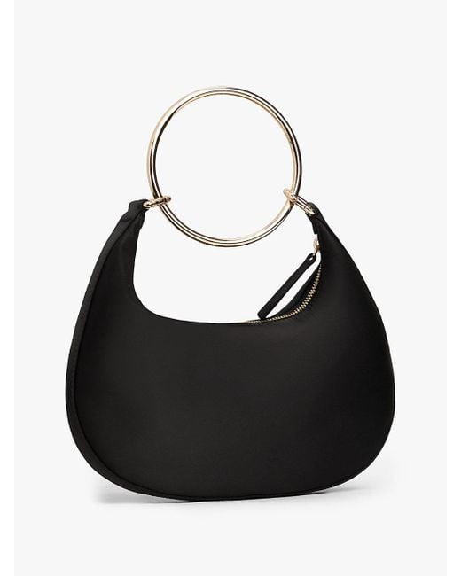 Tommy Hilfiger Black Satin Bracelet Handle Hobo Bag