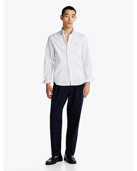 Camisa Th Flex Regular De Puntos Tommy Hilfiger de hombre de color White