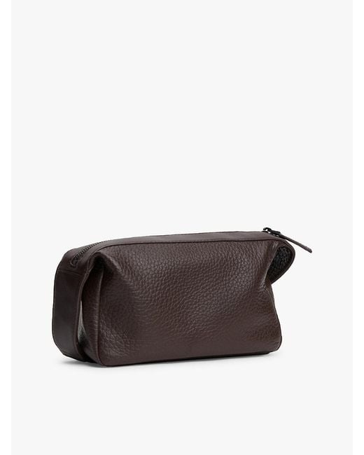 Tommy Hilfiger Brown Logo Leather Crossbody Camera Bag for men