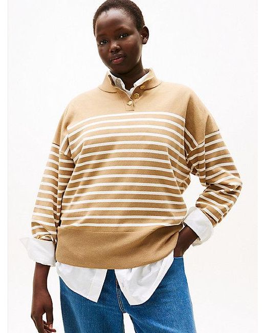 Jersey De Rayas Con Botones Dorados Tommy Hilfiger de color Natural