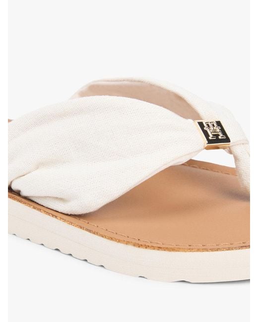 Tommy Hilfiger White Th Monogram Plaque Hemp Flip-Flops