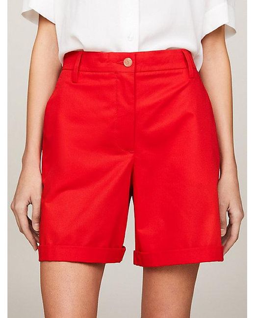 Pantalón chino corto de corte Mom Tommy Hilfiger de color Red