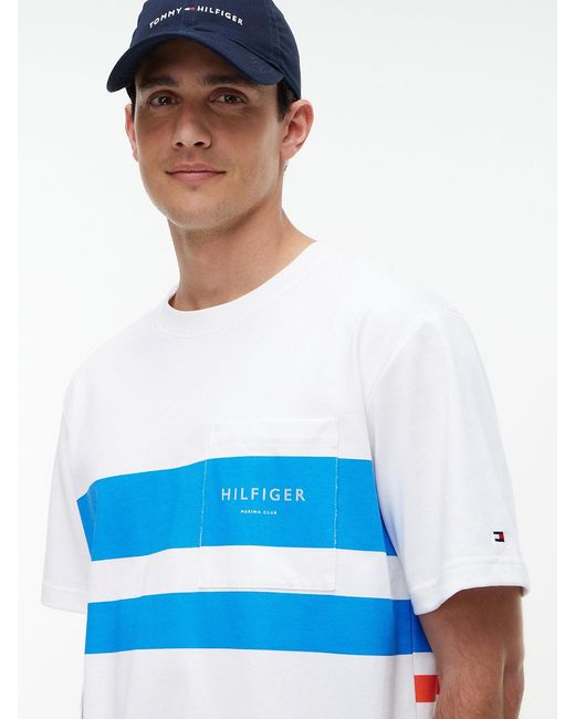 Tommy Hilfiger Blue Logo Colour-Blocked Relaxed T-Shirt for men