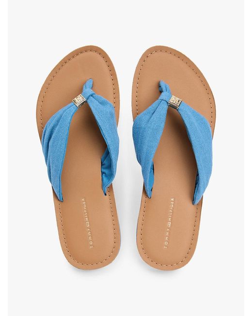 Tommy Hilfiger Blue Th Monogram Plaque Hemp Flip-Flops