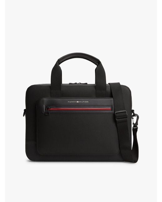 Tommy Hilfiger Black Metal Logo Laptop Bag for men