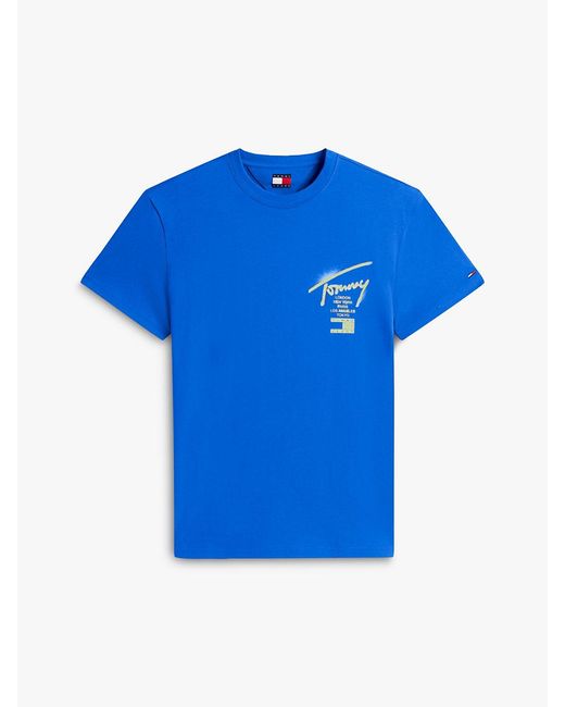 Tommy Hilfiger Blue Signature Back Logo Jersey T-Shirt for men