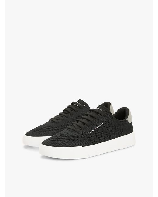 Tommy Hilfiger White Logo Knit Court Trainers for men