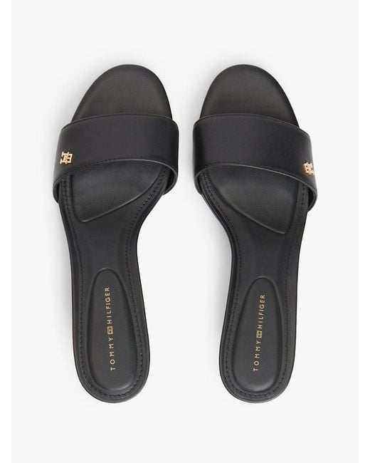 Tommy Hilfiger White Th Monogram Leather Heeled Mules