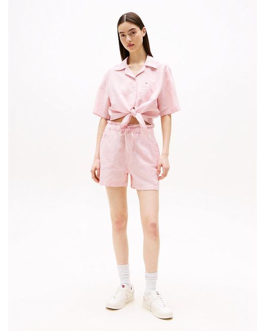 Chemise Courte Décontractée À Manches Courtes Tommy Hilfiger en coloris Pink