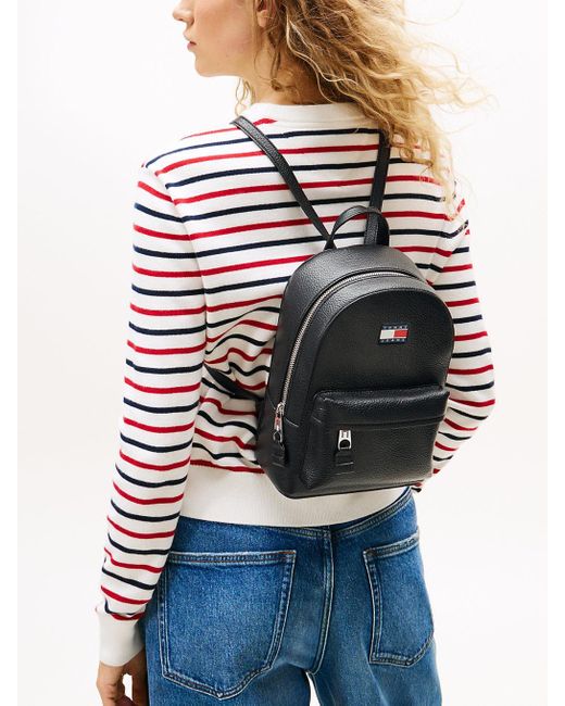 Sac À Dos Grainé À Logo En Caoutchouc Tommy Hilfiger en coloris Black