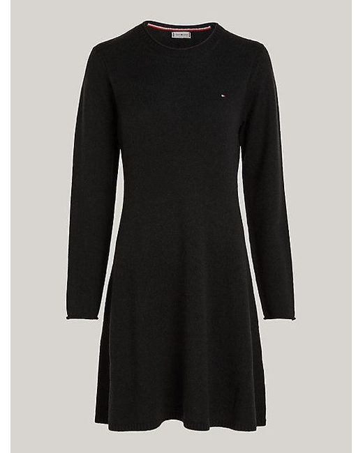 Tommy Hilfiger Black Ausgestelltes Sweatshirt-Kleid aus Wolle