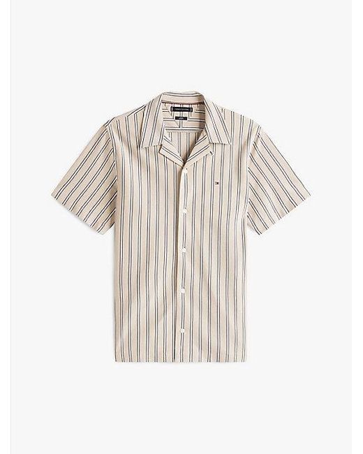 Tommy Hilfiger Regular Fit Kurzarmhemd Mit Streifen in Natural für Herren