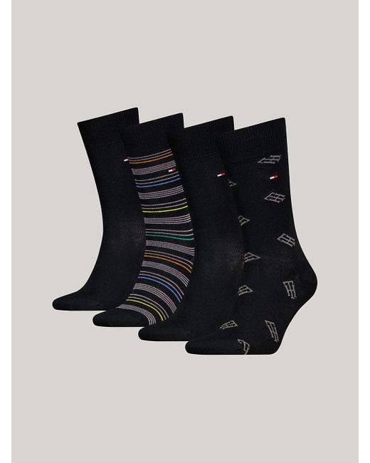 Tommy Hilfiger Black 4-pack Th Monogram Socks Gift Box for men