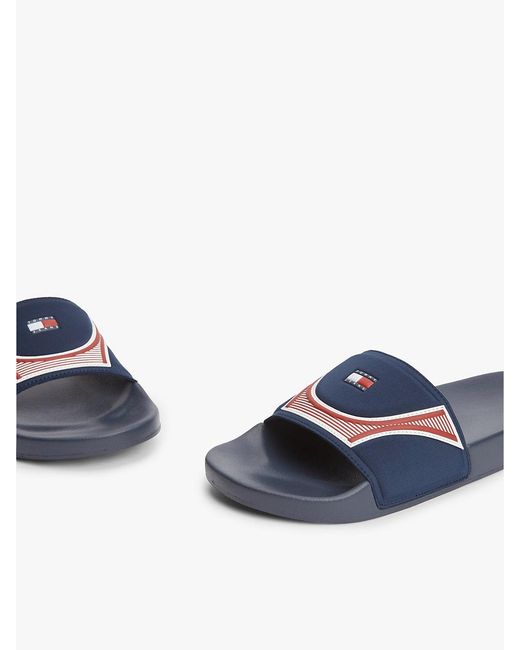 Tommy Hilfiger Blue Logo Strap Pool Slides for men