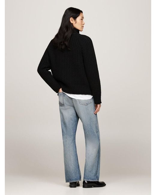 Tommy Hilfiger Black Cardigan Stitch Oversized Jumper