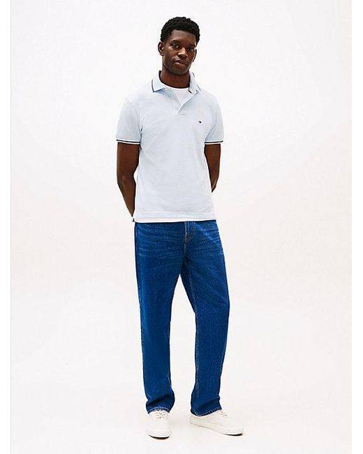 Tommy Hilfiger Slim Fit Polo Met Contrasterende Strepen in het White voor heren
