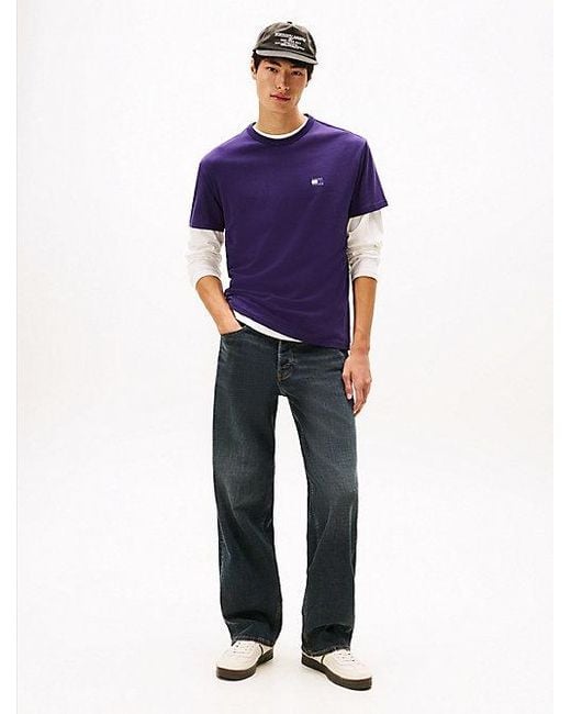 Tommy Hilfiger T-Shirt Met Ronde Hals En Tommy-Badge in het Purple voor heren