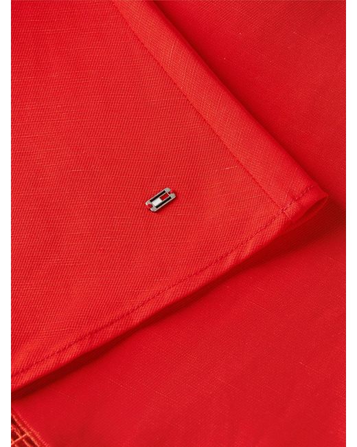 Tommy Hilfiger Red Logo Flare Midi Skirt With Linen