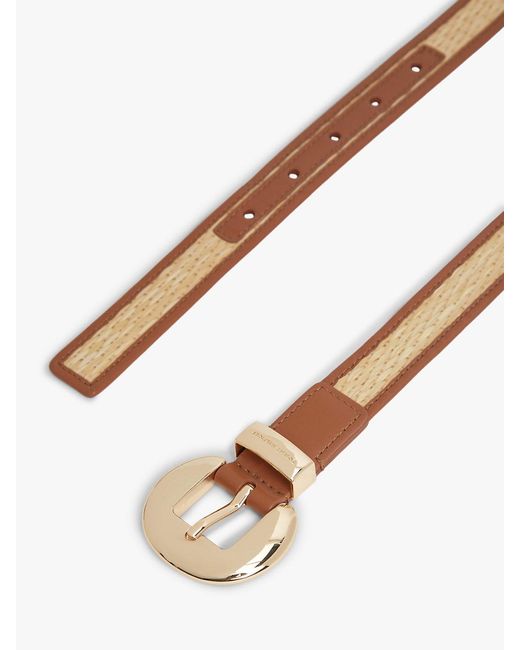 Tommy Hilfiger Natural Raffia Oval Buckle Leather Belt