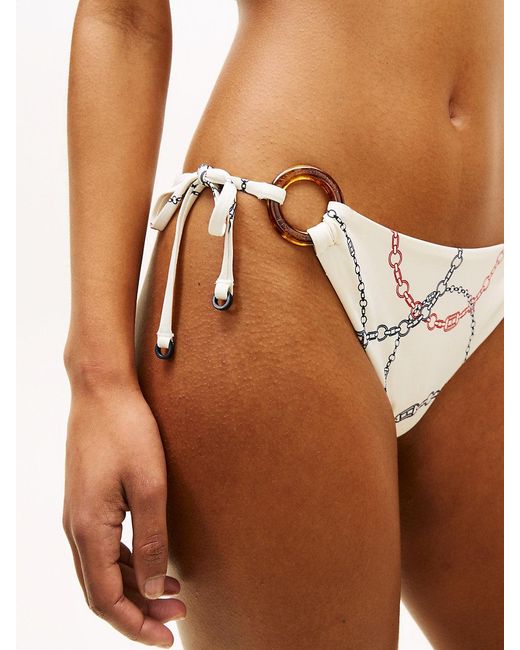 Tommy Hilfiger Multicolor Tortoiseshell Ring Side Tie Bikini Bottoms