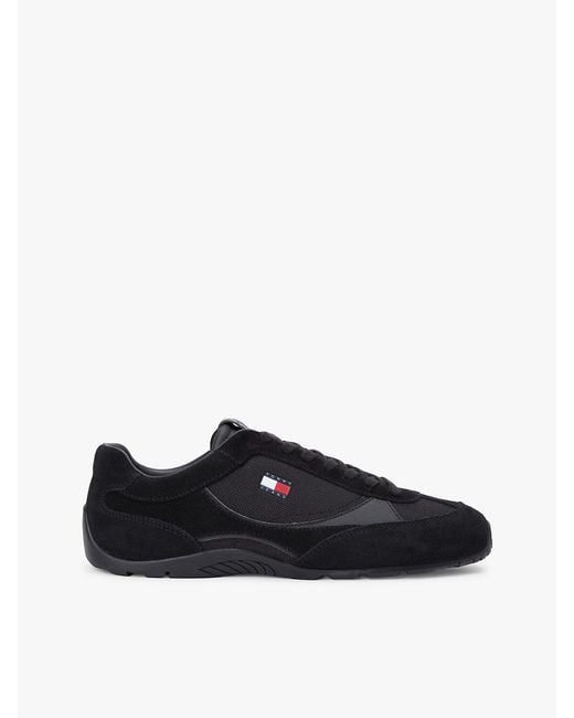 Tommy Hilfiger Black Suede Mixed Texture Archive Runner Trainers for men