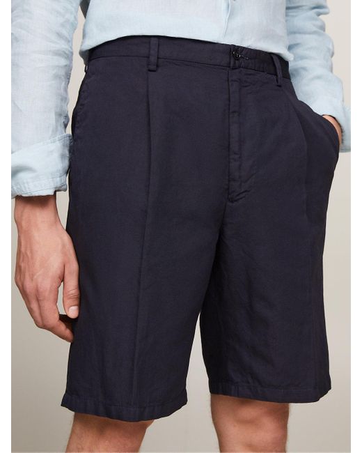 Tommy Hilfiger Blue Lightweight Pressed Crease Regular Fit Shorts for men