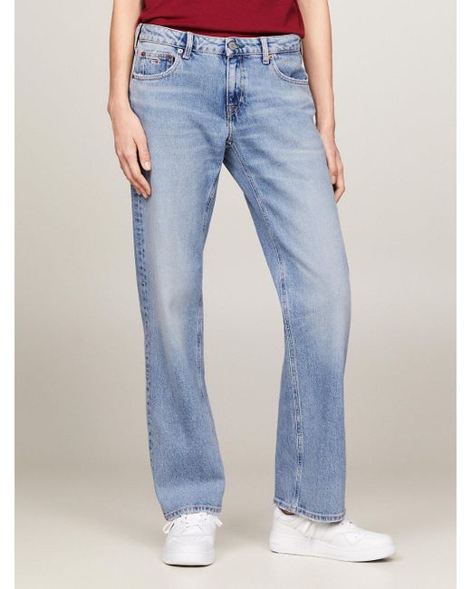 Tommy Hilfiger Blue Sophie Low Rise Straight Faded Jeans
