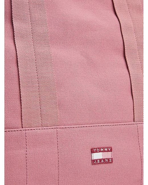 Tommy Hilfiger Canvas Shopper Met Ton-Sur-Ton Logo in het Pink
