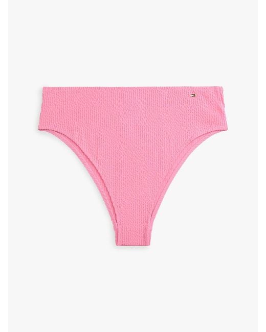 Tommy Hilfiger Red Crinkle High Rise Cheeky Bikini Bottoms