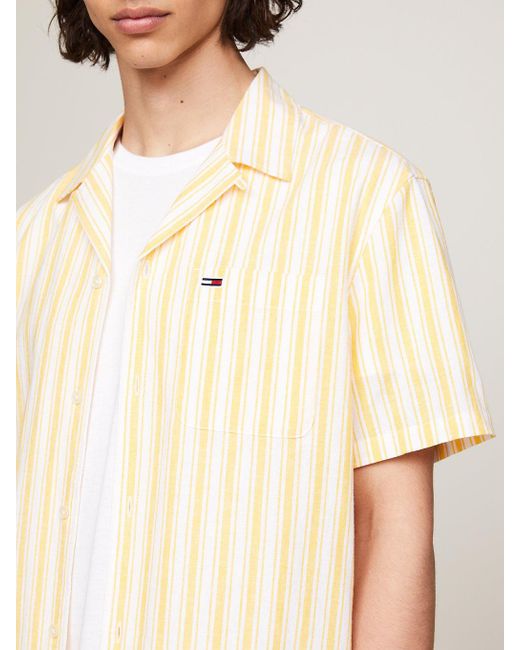 Chemise rayée à manches courtes et col plat Tommy Hilfiger pour homme en coloris Natural