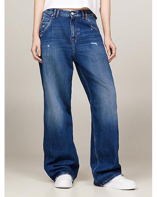 Tommy Hilfiger Daisy Low Rise baggy Jeans Met Distressing in het Blue