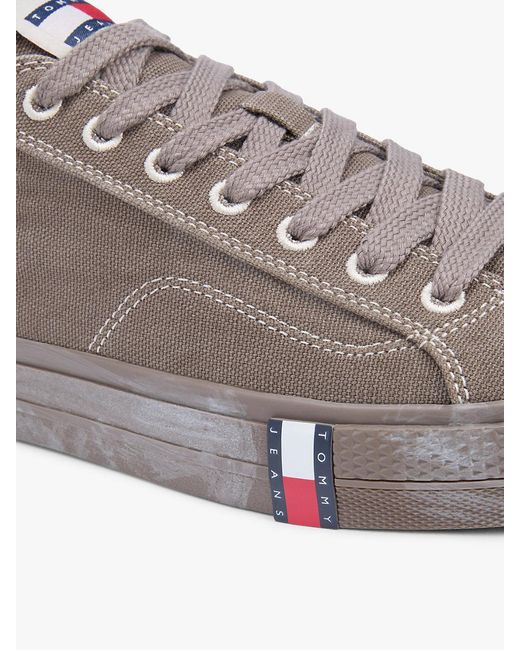 Tommy Hilfiger Gray Archive Flag Stripe Washed Canvas Trainers for men