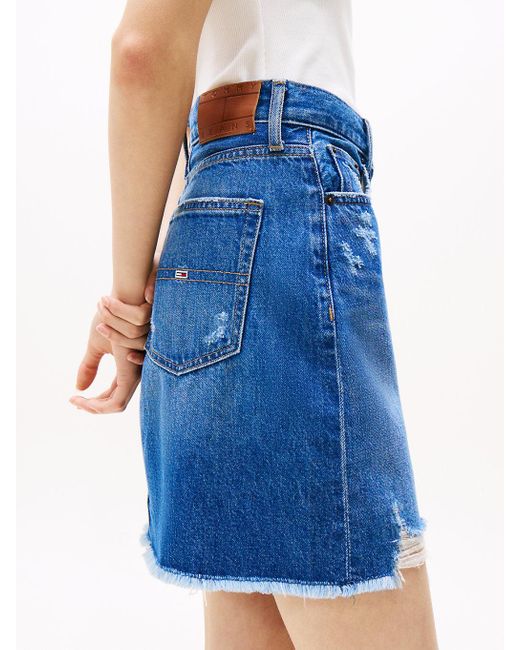 Minigonna Mom Distressed di Tommy Hilfiger in Blue