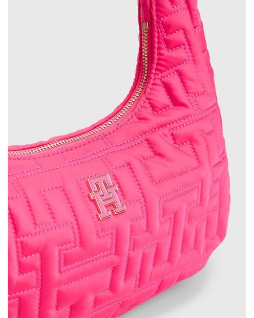 Tommy Hilfiger Pink Chic Monogram Recycled Hobo Shoulder Bag