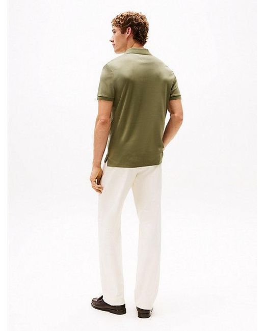 Polo De Corte Regular De Algodón Líquido Tommy Hilfiger de hombre de color Green