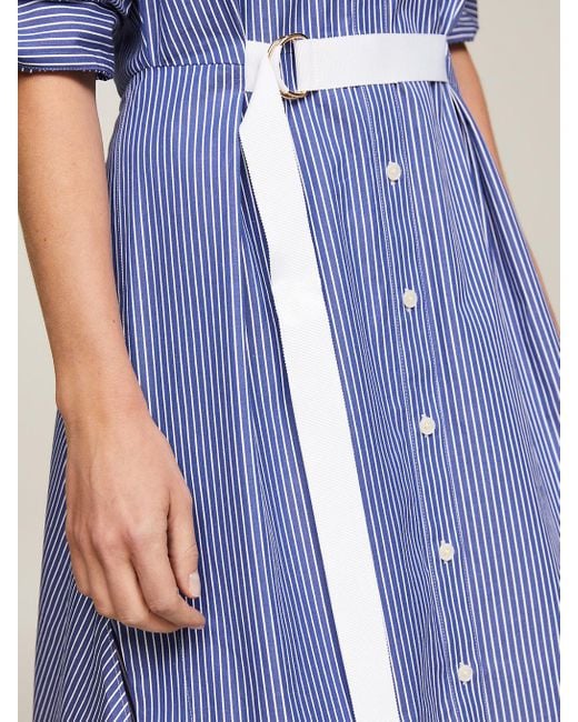 Tommy Hilfiger Blue Crest Baseball Stripe Shirt Dress