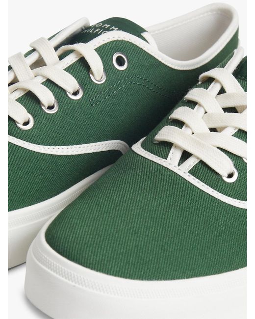 Tommy Hilfiger Green Canvas Cupsole Trainers for men