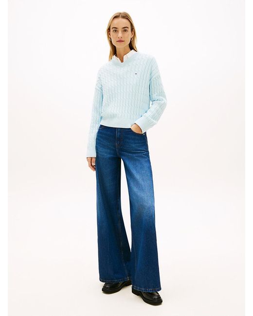 Tommy Hilfiger Blue Cable Knit Relaxed Jumper