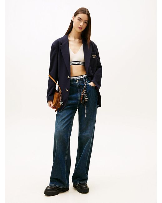 Tommy Hilfiger Blue Tommy Girl Logo Oversized Fit Jersey Blazer