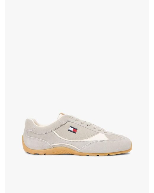 Tommy Hilfiger White Suede Mixed Texture Archive Runner Trainers for men