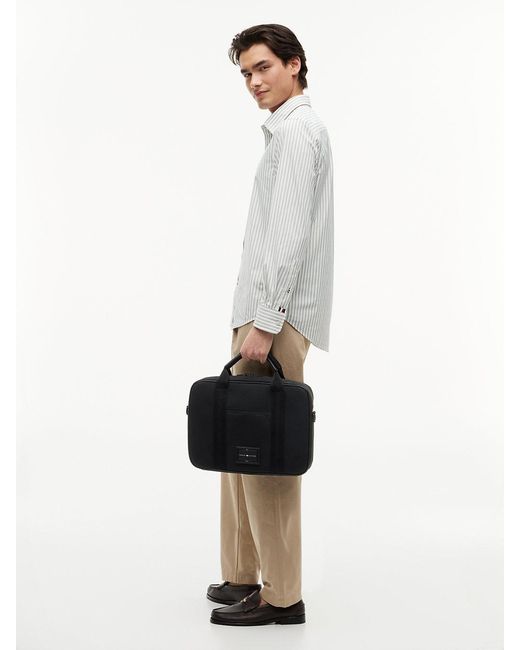 Tommy Hilfiger Black Textile Logo Patch Laptop Bag for men