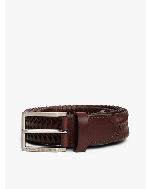 Ceinture En Cuir Tressé À Boucle Carrée Tommy Hilfiger pour homme en coloris Brown