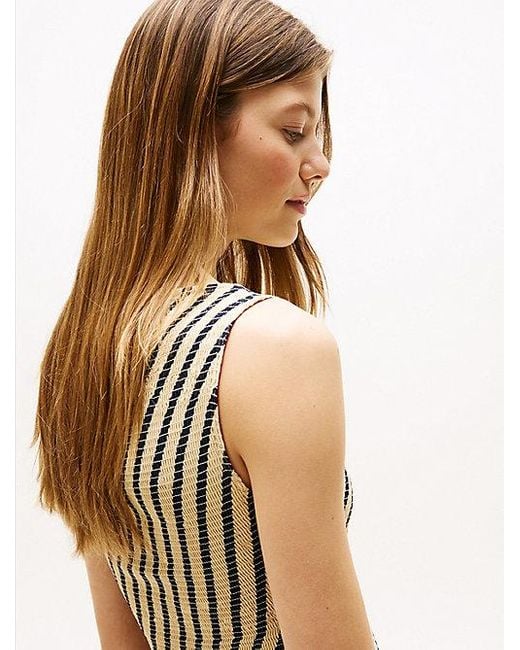 Vestido Largo The Sofia Capsule De Rayas Tommy Hilfiger de color White