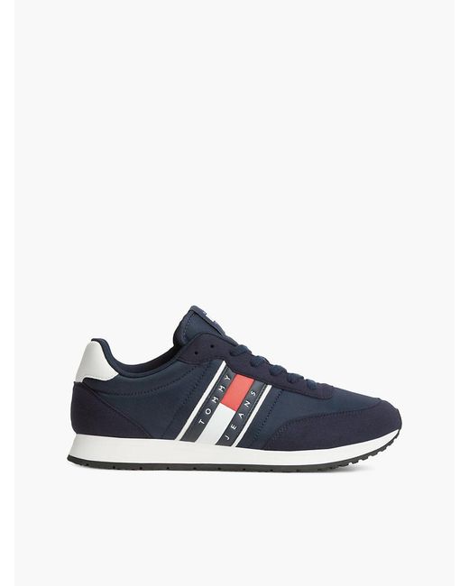 Tommy Hilfiger Blue Logo Mixed Texture Trainers for men