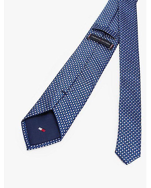 Tommy Hilfiger Zijden Stropdas Met Jacquard Microvierkanten in het Blue voor heren