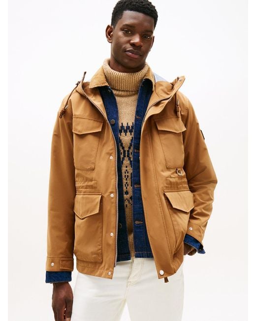 Giacca Idrorepellente Con Cappuccio di Tommy Hilfiger in Brown da Uomo