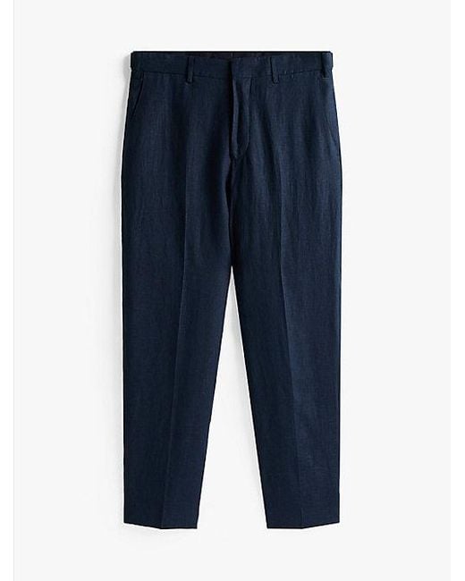 Pantalón En Lino De Corte Regular Tommy Hilfiger de hombre de color Blue